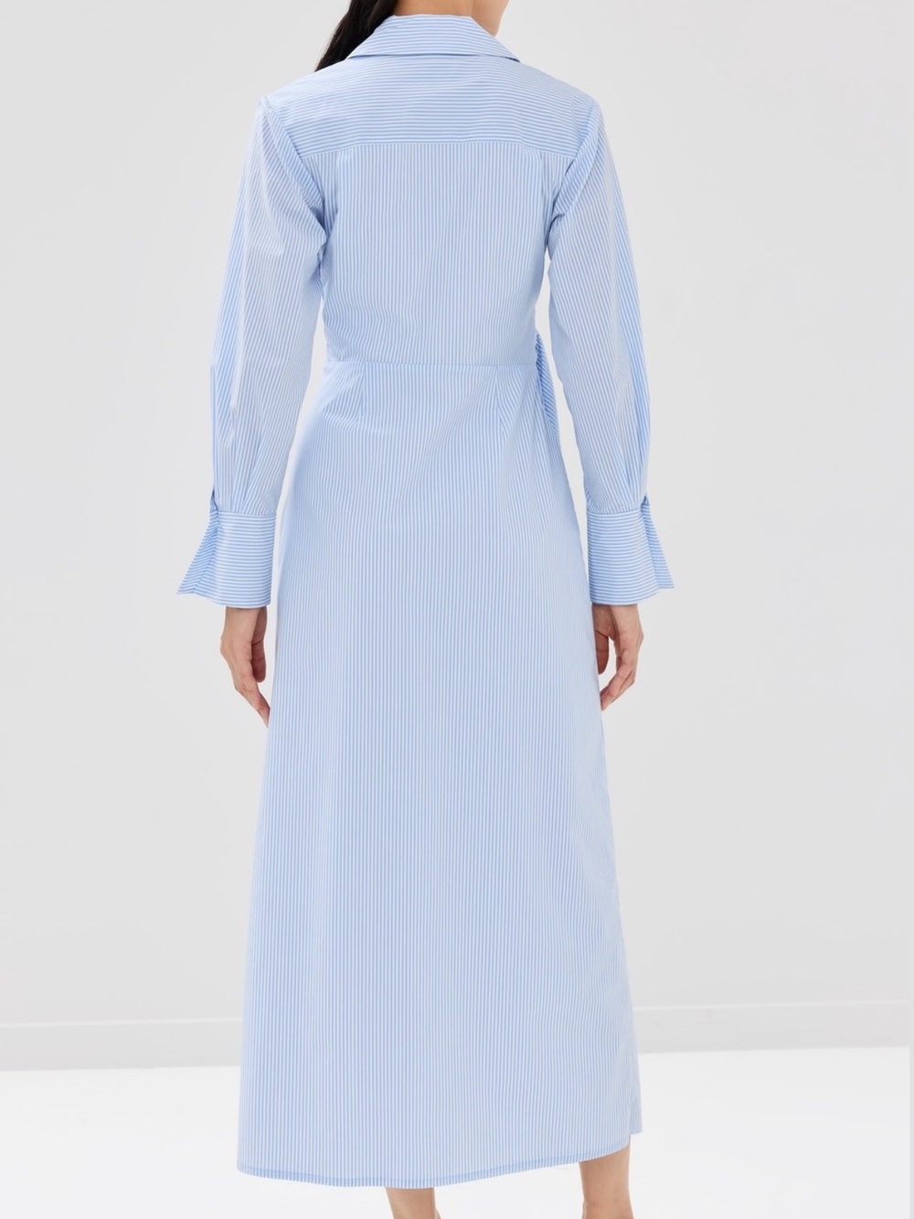 SIMKHAI
Briar wrap-effect striped cotton-blend poplin maxi shirt dress - Picture 4 of 7